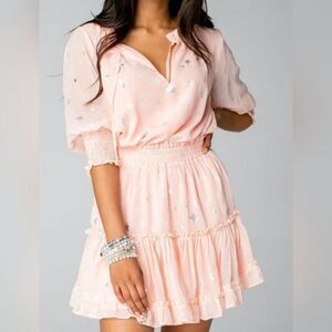 Buddy Love The Bronx Mini Dress Pink with Silver Stars NWT Women's Size Small